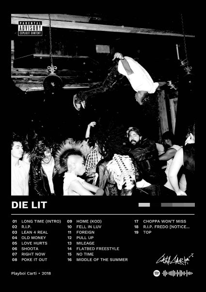 Die Lit - Playboi Carti Album Cover Müzik Posteri – Duvar Tablosu duvarda gerçek ölçek