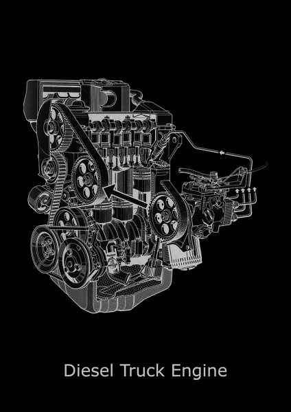 Diesel Truck Engine Araba Posteri – Duvar Tablosu duvarda gerçek ölçek