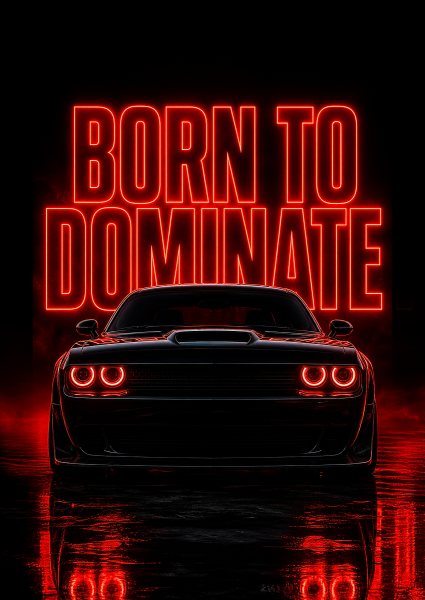 Dodge Challenger Born to Dominate Araba Posteri – Duvar Tablosu duvarda gerçek ölçek
