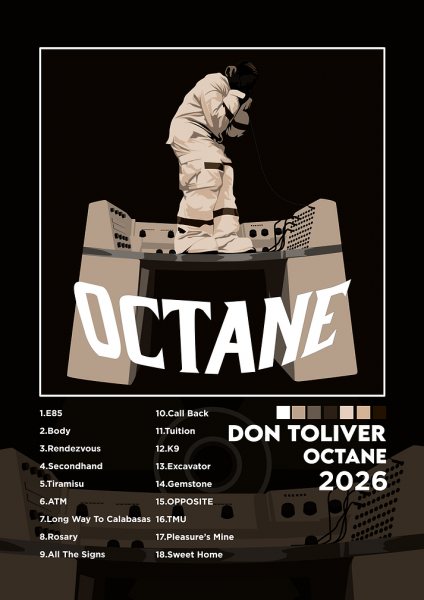 Don Toliver Octane Album Art Müzik Posteri – Duvar Tablosu duvarda gerçek ölçek