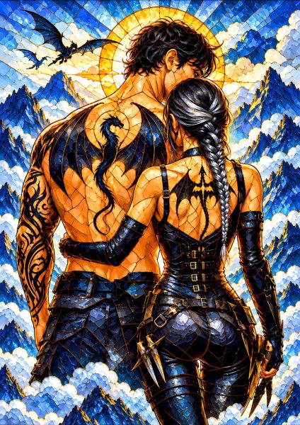 Dragon Tattoo Couple Fantasy Art Film Posteri – Duvar Tablosu duvarda gerçek ölçek