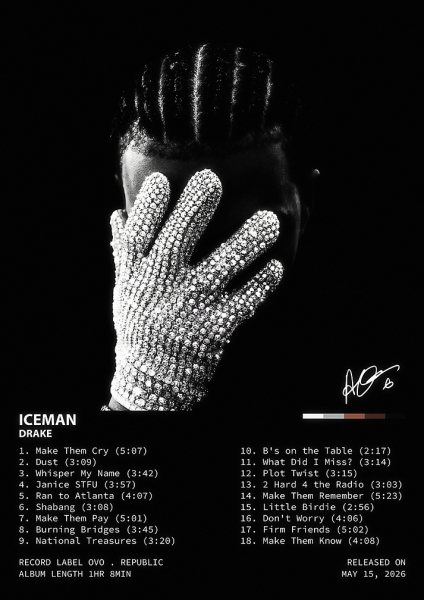 Drake Iceman Album Cover Art Müzik Posteri – Duvar Tablosu duvarda gerçek ölçek
