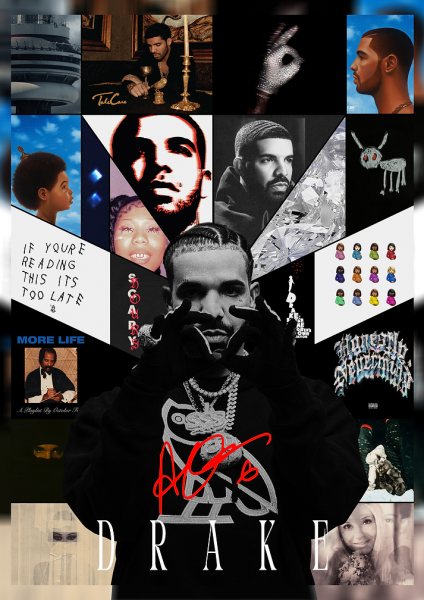Drake Music Career Collage Müzik Posteri – Duvar Tablosu