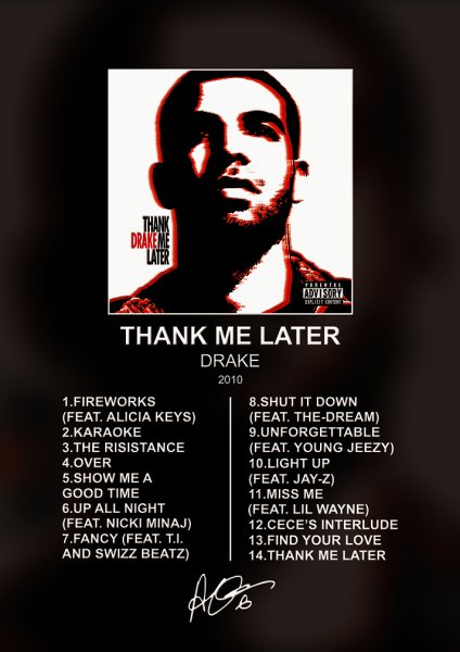 Drake Thank Me Later Album Müzik Posteri – Duvar Tablosu