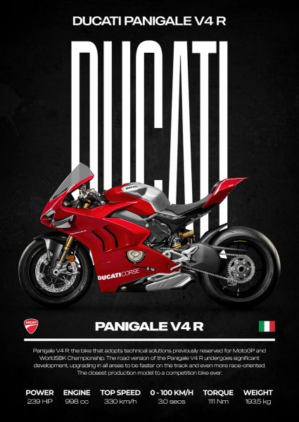 Ducati Panigale V4 R Motorcycle Araba Posteri – Duvar Tablosu