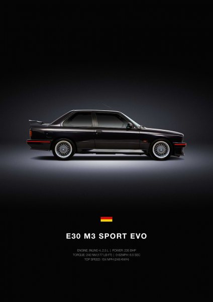 E30 M3 Sport EVO Car Araba Posteri – Duvar Tablosu