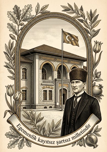 Egemenlik Milletindir Posteri – Gravür / botanik Duvar Tablosu duvarda gerçek ölçek