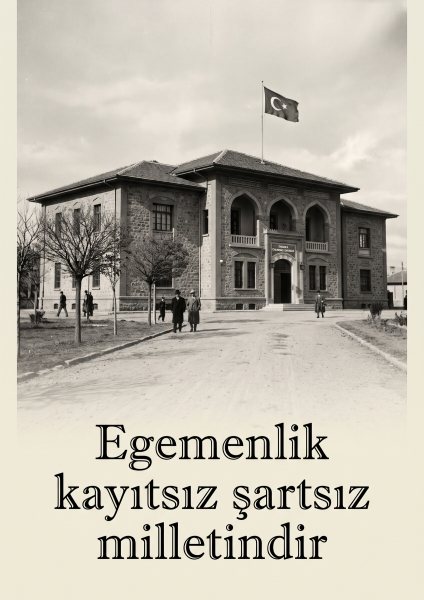 Egemenlik Milletindir Posteri – Siyah-beyaz arşiv Duvar Tablosu duvarda gerçek ölçek