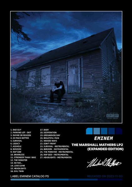 Eminem - The Marshall Mathers LP2 Müzik Posteri – Duvar Tablosu duvarda gerçek ölçek