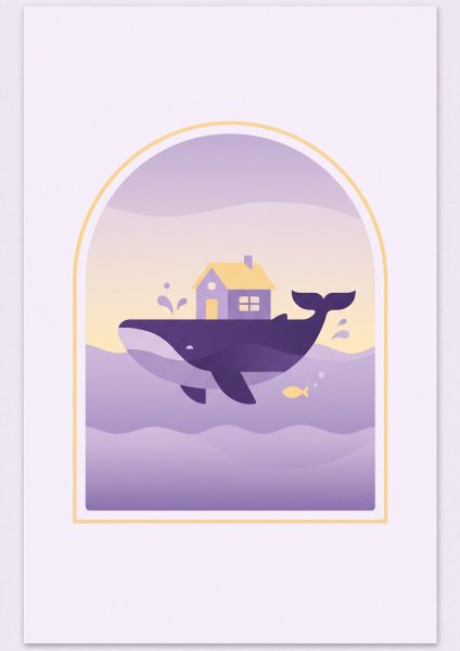Evli Balina Posteri – Minimal Duvar Tablosu