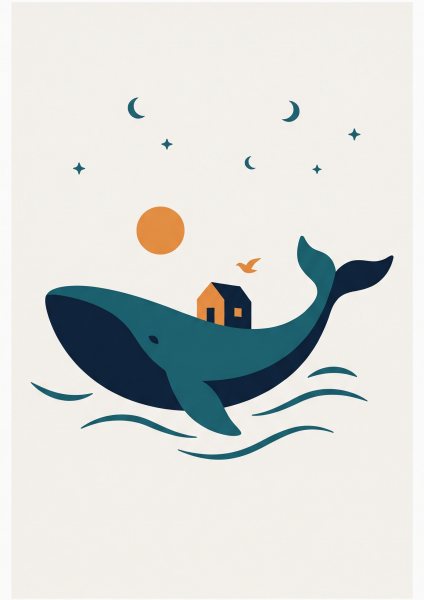 Evli Balina Posteri – Minimal Duvar Tablosu