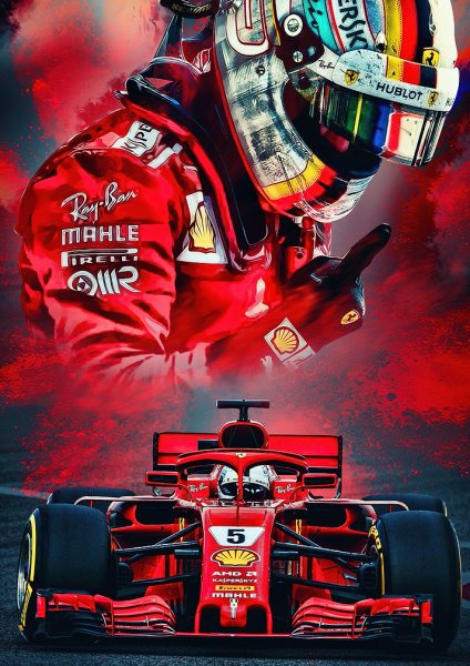 Ferrari F1 Araba Posteri – Duvar Tablosu duvarda gerçek ölçek