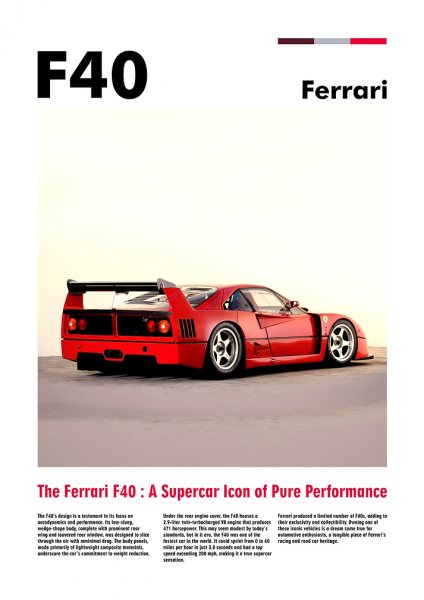 Ferrari F40 Araba Posteri – Duvar Tablosu
