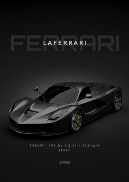 Ferrari LaFerrari Dark Gray Araba Posteri – Duvar Tablosu duvarda gerçek ölçek