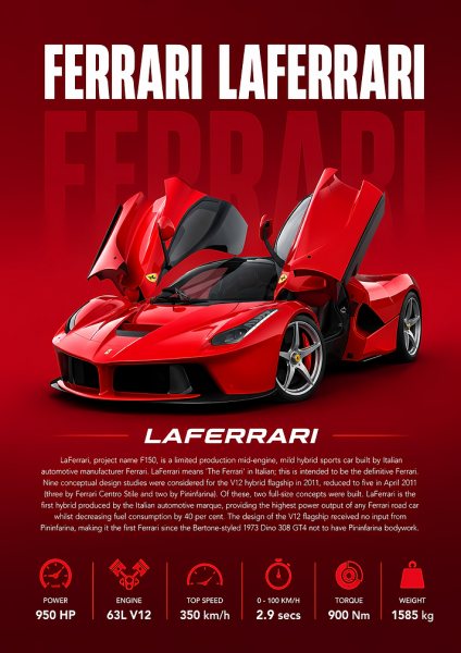 Ferrari LaFerrari Sports Car Araba Posteri – Duvar Tablosu