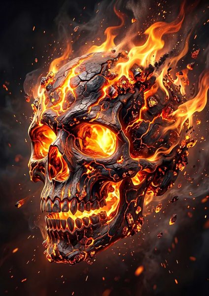 Fiery Molten Lava Skull Film Posteri – Duvar Tablosu poster görseli