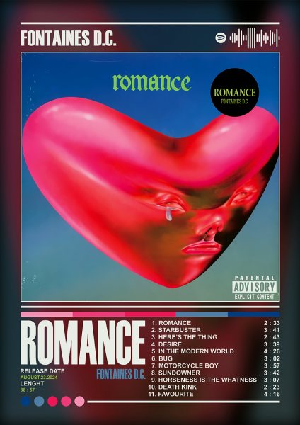Fontaines D.C. - Romance Album Cover Müzik Posteri – Duvar Tablosu poster görseli
