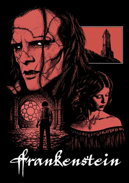 Frankenstein Gothic Horror Illustration Film Posteri – Duvar Tablosu duvarda gerçek ölçek
