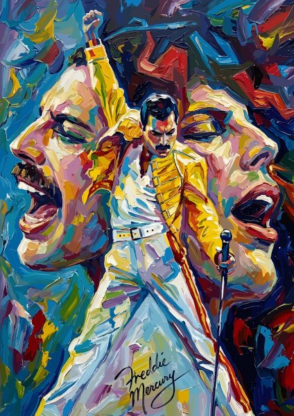 Freddie Mercury Painting art Müzik Posteri – Duvar Tablosu duvarda gerçek ölçek