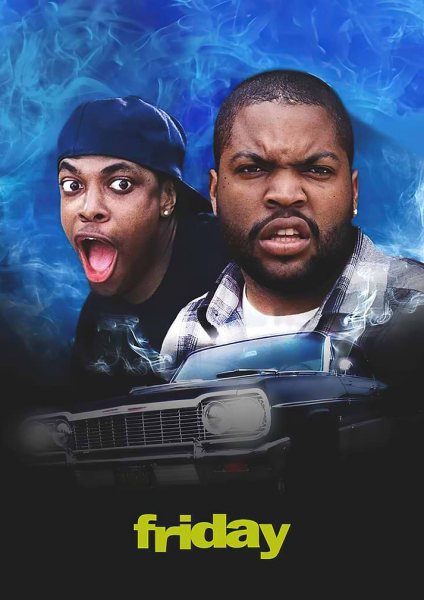 Friday Movie Poster with Smokey and Craig Film Posteri – Duvar Tablosu duvarda gerçek ölçek