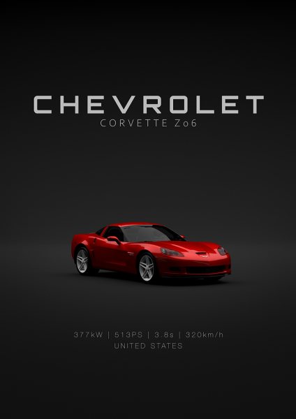 Front Corvette C6 Z06 Red Specs Araba Posteri – Duvar Tablosu duvarda gerçek ölçek