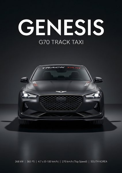 Genesis G70 Track Taxi Araba Posteri – Duvar Tablosu duvarda gerçek ölçek