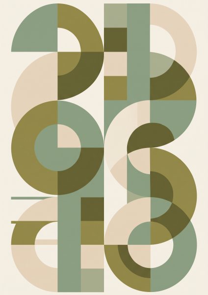 Geometrik Daireler Poster – Bauhaus (A4 / A3, Çerçeveli – Çerçevesiz)