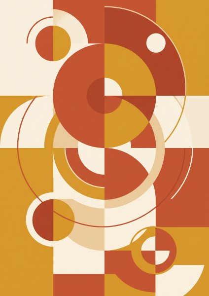 Geometrik Daireler Poster – Bauhaus (A4 / A3, Çerçeveli – Çerçevesiz)