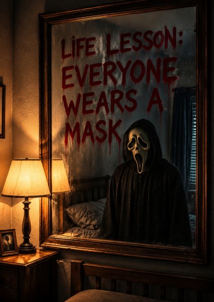Ghostface Mirror Reflection Horror Film Posteri – Duvar Tablosu duvarda gerçek ölçek