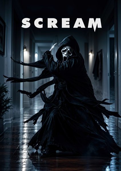 Ghostface Scream Movie Film Posteri – Duvar Tablosu duvarda gerçek ölçek