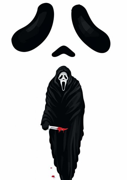 Ghostface with bloody knife Film Posteri – Duvar Tablosu duvarda gerçek ölçek