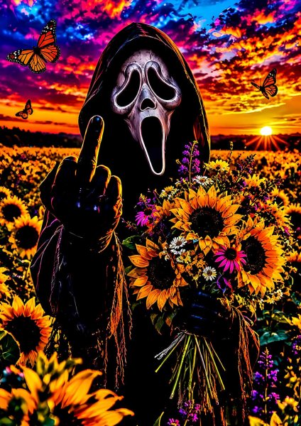 Ghostface with Sunflowers and Butterflies Film Posteri – Duvar Tablosu poster görseli