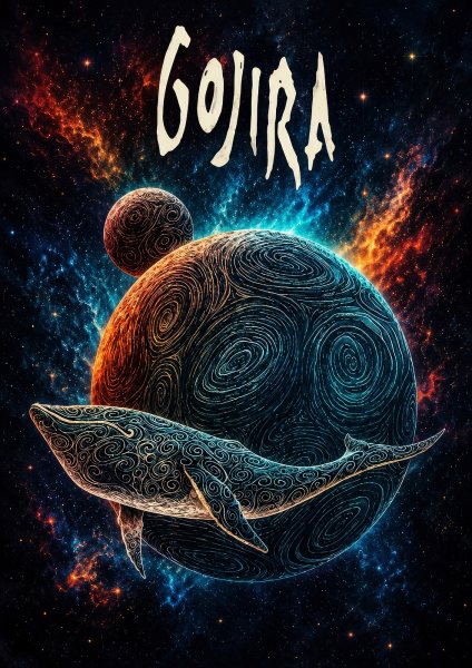 Gojira Space Whale Art Müzik Posteri – Duvar Tablosu duvarda gerçek ölçek