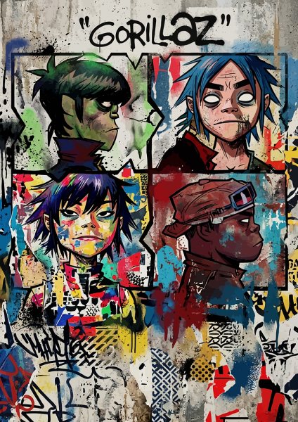Gorillaz Band Graffiti Art Müzik Posteri – Duvar Tablosu duvarda gerçek ölçek