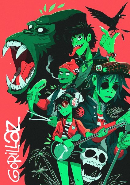 Gorillaz Band Müzik Posteri – Duvar Tablosu duvarda gerçek ölçek