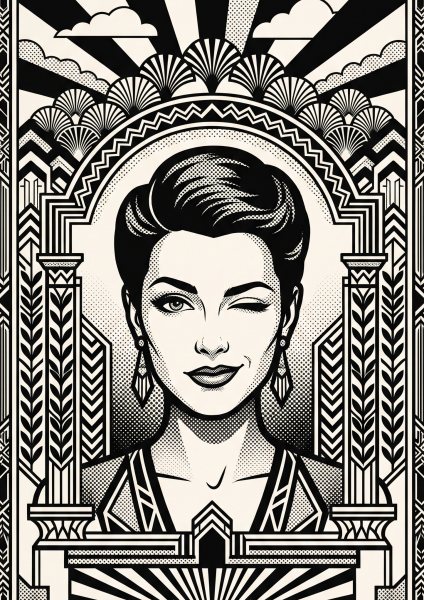Göz Kırpan Pop Art Kadın Posteri – Art Deco Duvar Tablosu