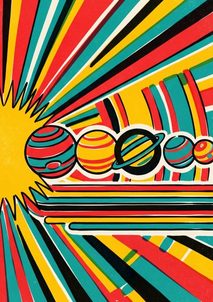 Güneş Sistemi Posteri – Retro Duvar Tablosu