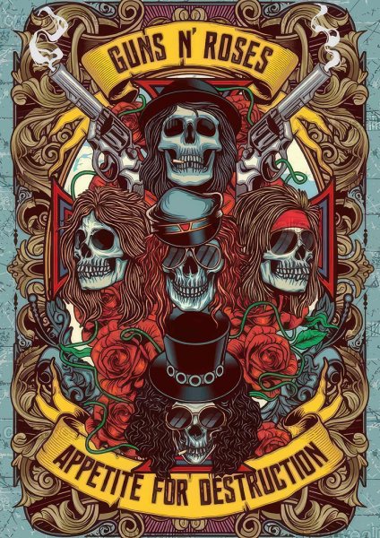 Guns N' Roses Skull Müzik Posteri – Duvar Tablosu poster görseli