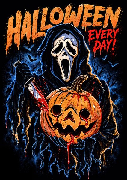 Halloween Every Day Ghostface Pumpkin Art Film Posteri – Duvar Tablosu duvarda gerçek ölçek