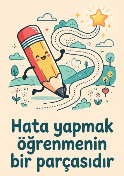 Hata Yapmak Öğrenmenin Parçasıdır Sınıf Posteri – Sevimli Duvar Tablosu duvarda gerçek ölçek
