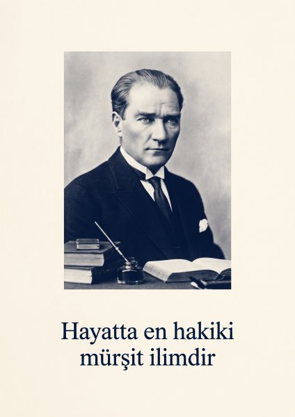 Hayatta En Hakiki Mürşit İlimdir Posteri – Siyah-beyaz arşiv Duvar Tablosu