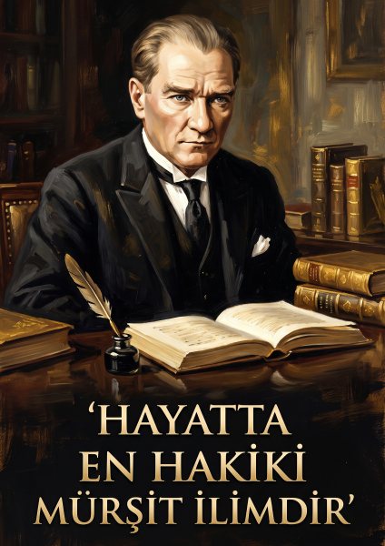Hayatta En Hakiki Mürşit İlimdir Posteri – Yağlı boya Duvar Tablosu