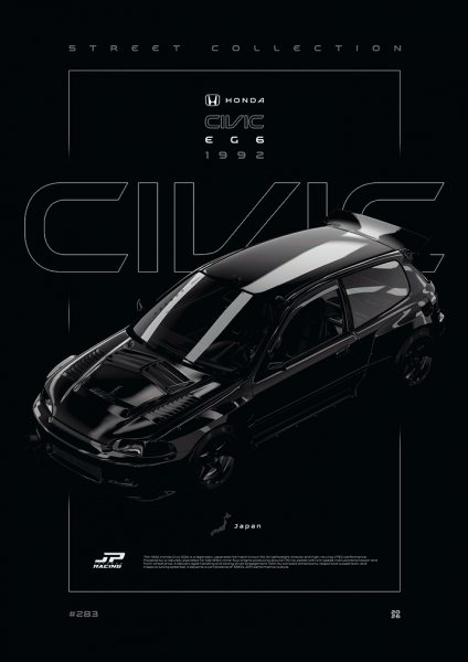 Honda Civic EG 1992 Street Collection Araba Posteri – Duvar Tablosu poster görseli