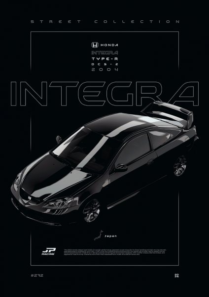 Honda Integra Type-R 2004 Araba Posteri – Duvar Tablosu duvarda gerçek ölçek