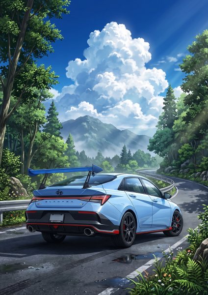 Hyundai Elantra N on Mountain Road Araba Posteri – Duvar Tablosu poster görseli