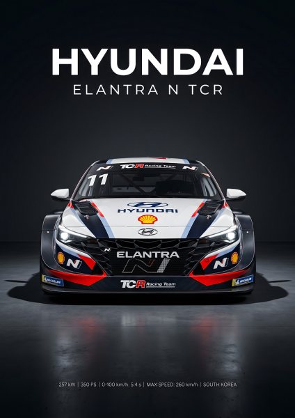Hyundai Elantra N TCR Race Car Araba Posteri – Duvar Tablosu