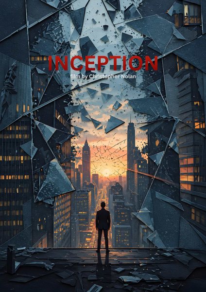 Inception Movie Poster Shattered Glass Film Posteri – Duvar Tablosu duvarda gerçek ölçek