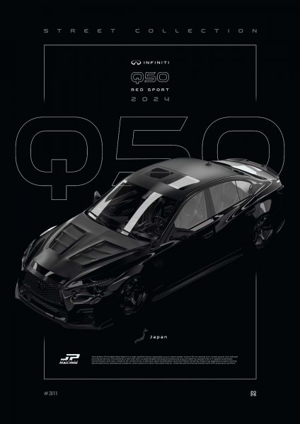 Infiniti Q50 Red Sport 2024 Araba Posteri – Duvar Tablosu