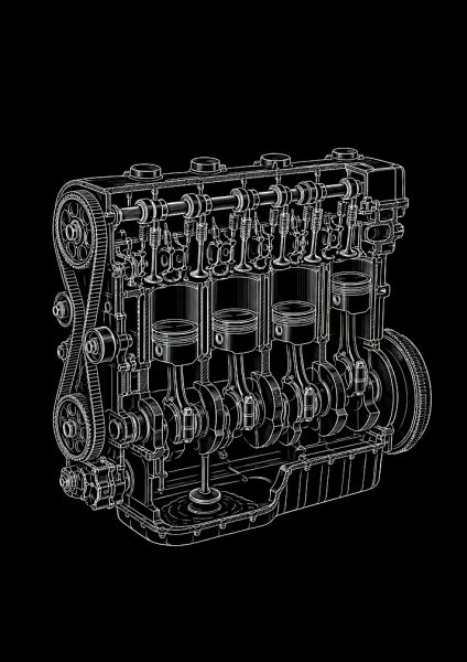 Internal Combustion Engine Diagram Araba Posteri – Duvar Tablosu duvarda gerçek ölçek