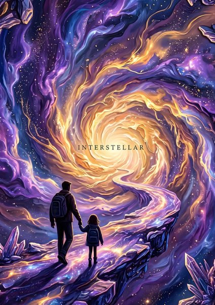Interstellar Father and Daughter Space Journey Film Posteri – Duvar Tablosu duvarda gerçek ölçek